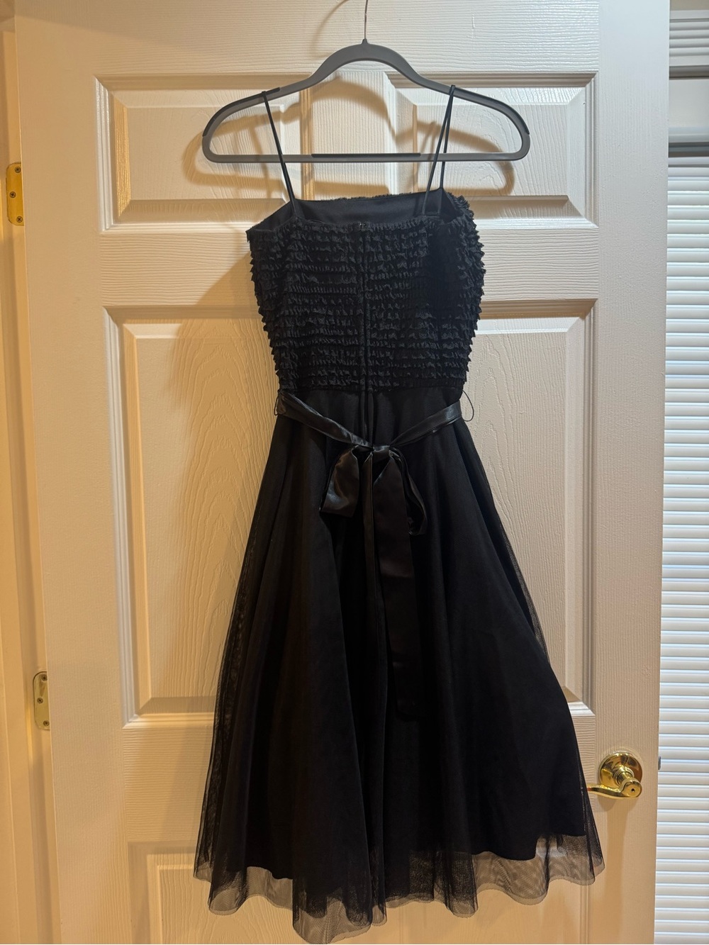 Black Tulle Party Dress with Smocked Bodice